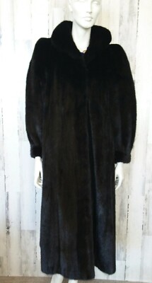 Werner Ionneck Black Real Fur Coat long Premium quality sz M-L