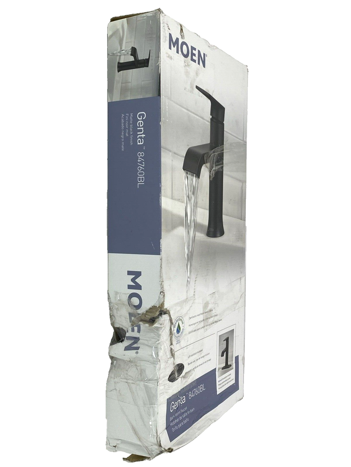 Moen 84760BL GENTA SingleHole Handle Bathroom Faucet w Drain NEW