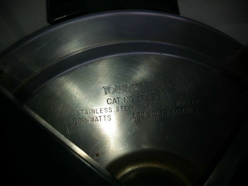 Townecraft Chef's Ware 11" Electric Skillet Stainless Oil Core 3 Qt Fry Pan Lid - Picture 9 of 18