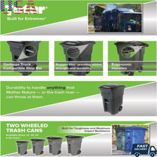 Heavy Duty 64 gal Black Garbage Can with Lid and Wheels Indoor Outdoor Trash Can