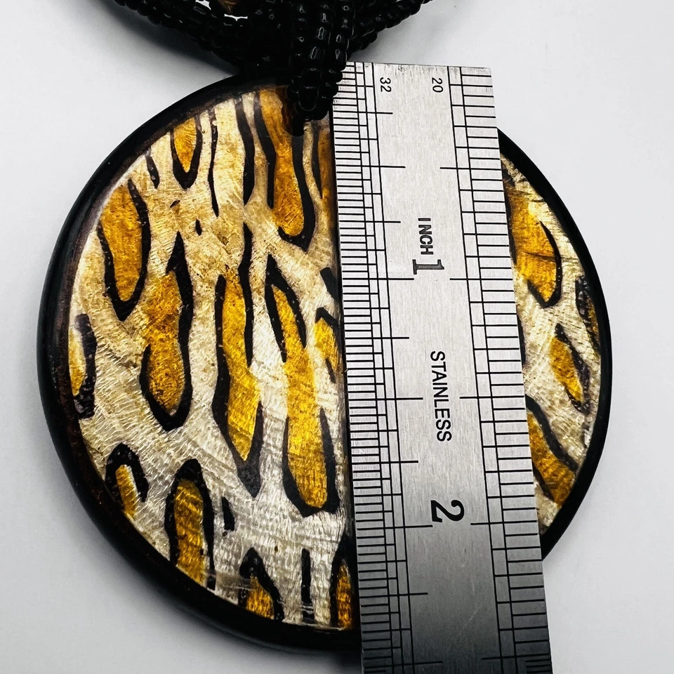 Gargantilla con estampado de animales collar de múltiples hebras con cuentas 16"" Foto 2 de 3