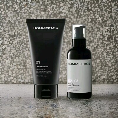 HOMMEFACE Men's Easy Skincare Duo Kit   2-Step Daily Routine Set 9.29 fl oz NIB