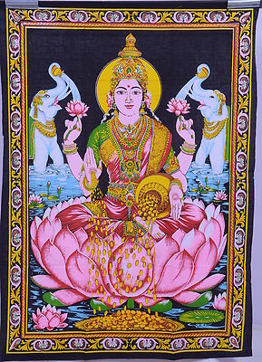 Indisch Lord Laxmi Wandteppich Überwurf Dekor Hippie Gott Wandbehang