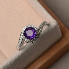 925 Sterling Silver Engagement  Wedding Ring February Birthstone Promise Ring