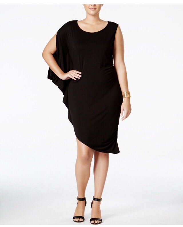 Whitespace Trendy Plus Size Draped Bodycon Dress - Black 1X