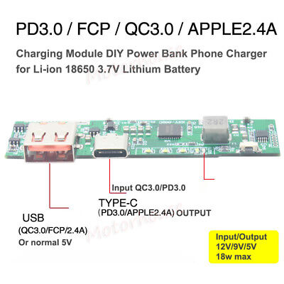 SaiDian 1Pcs USB C Lithium Battery Charger Board Quick Charge Module QC3.0 DIY Power Bank 