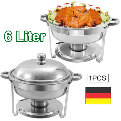 6L Chafing Dish RUND Speisenwärmer Warmhaltebehälter Suppenwärmer Wärmebehälter