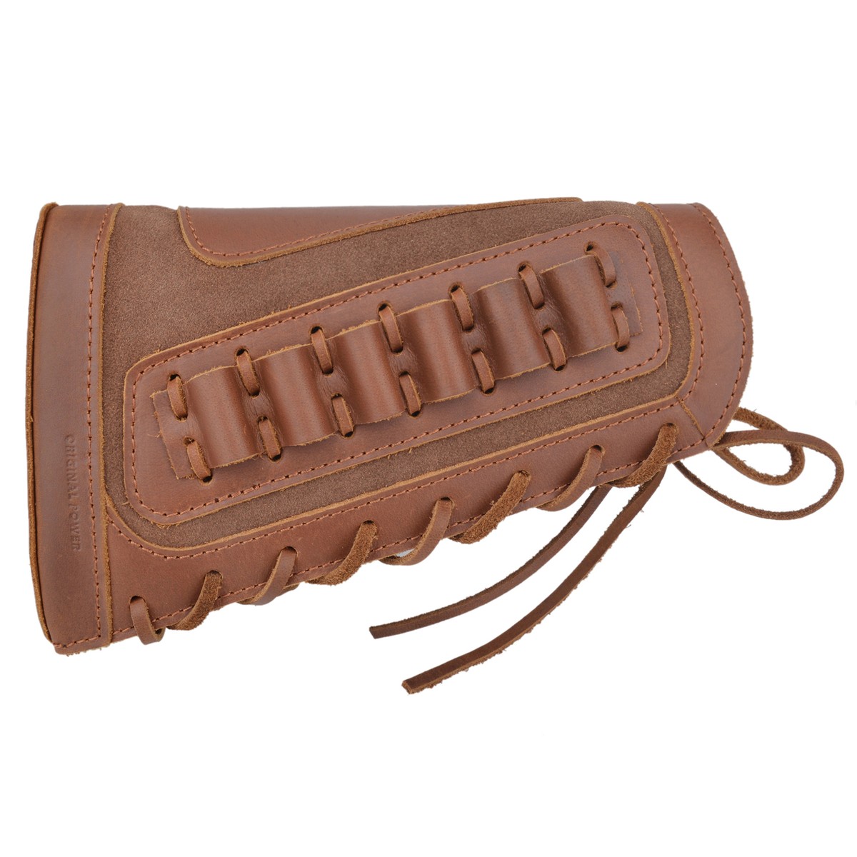 Adjustable Leather Buttstock Ammo Holder - Fits 12/16 Gauge Shotgun & .30-30 .308 Rifle Cartridges