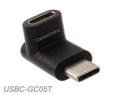 Right-Angle USB-3.1 Type-C Male to Type-C Female Extension Adapter, T-Type