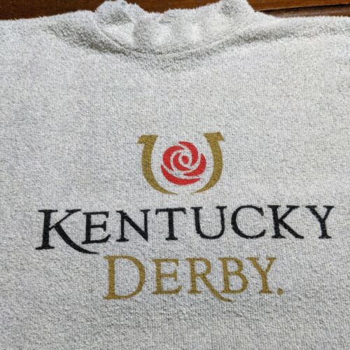 Vintage Woolly Threads Kentucky Derby Mens  Terry Cloth Sweater XS Gray USA Made - Afbeelding 1 van 6