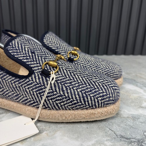 Mocassino espadrillas Gucci Fria Horsebit lana blu navy pelliccia 7 G 7,5 US 41 EUR nuovo con etichette - Foto 7 di 24
