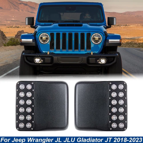 Pair LED Rear Side Mirror Light For Jeep Wrangler JL JLU Gladiator JT 2018-2023