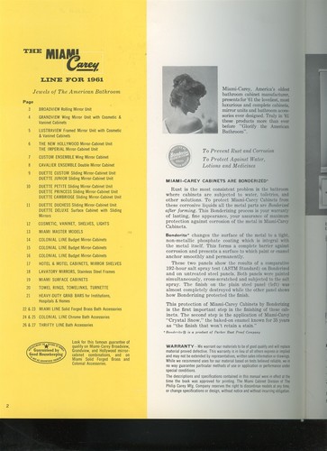 1960 MIAMI CAREY CATALOG 27 page Mirror Cabinets Accessories - Picture 2 of 3