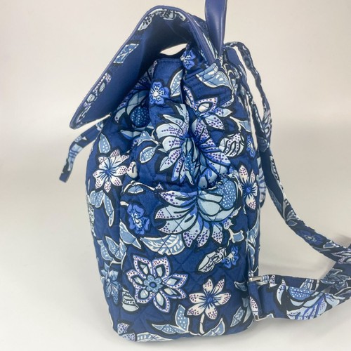 Vera Bradley Tropics Tapestry Navy Blue Floral Quilted Backpack - Picture 3 of 7