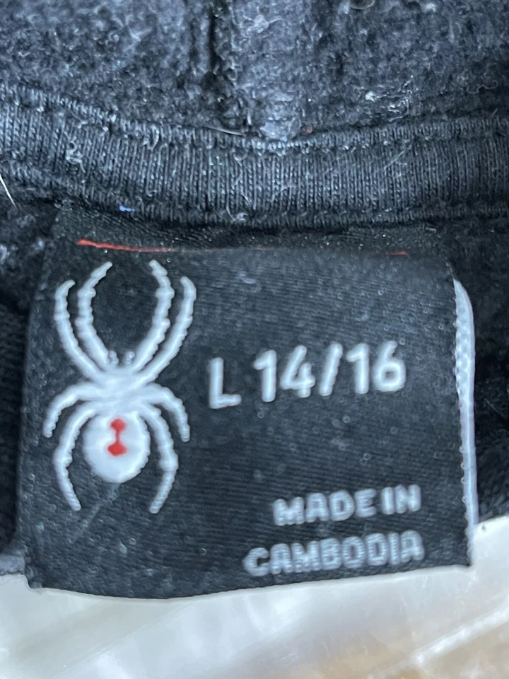 Spyder Boys Sudadera Grande 14/16 Negro Con Capucha Manga Larga Foto 3 de 4