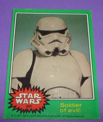 RARA Carta collezionabile 1977 Star Wars Serie 4 (verde) Topps #247 Soldier of Evil! - Foto 1 di 4