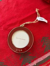 NWT Pottery Barn 2024 Round Red Enamel Frame Christmas Ornament