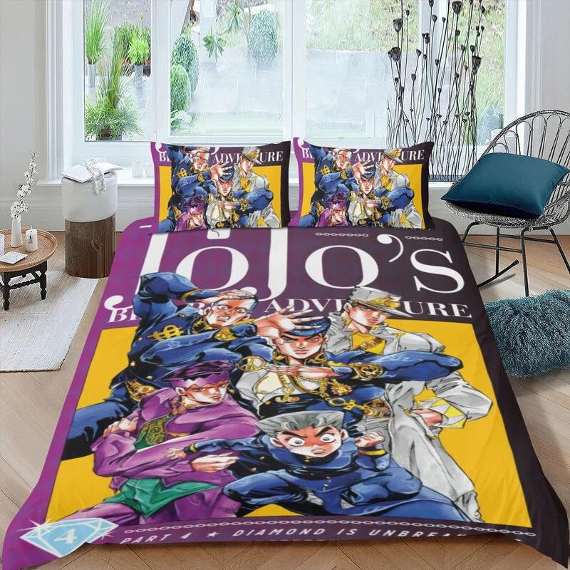 JoJo's Bizarre Adventure Bedding Set 3 Piece Duvet Cover Twin Bed Set for Kids
