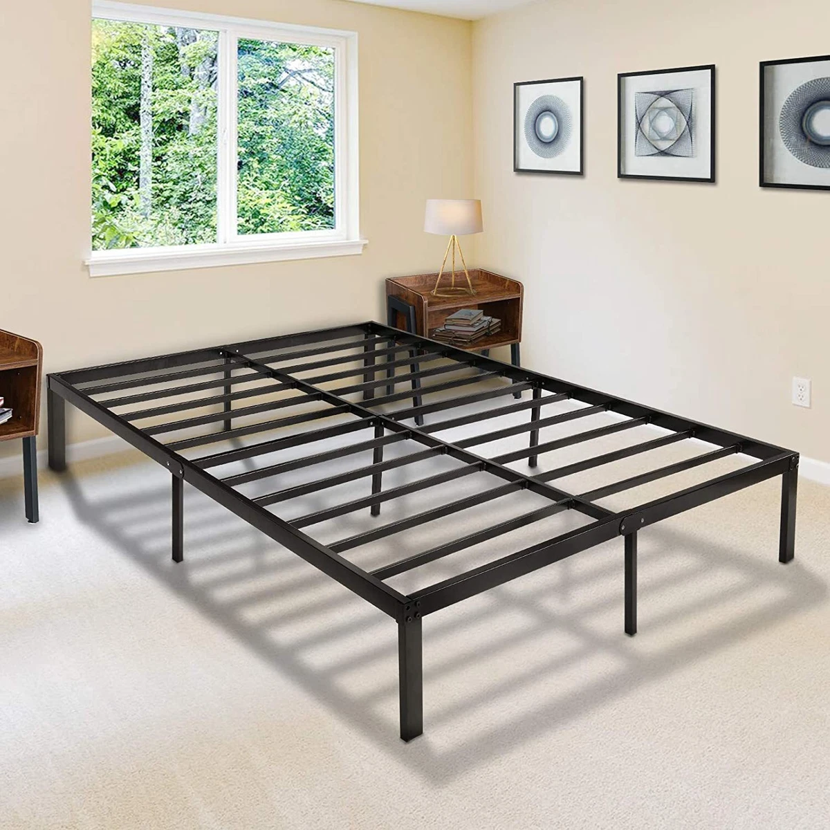 Full size platform bed frame metal heavy duty 14 2024 inch mattress steel foundation