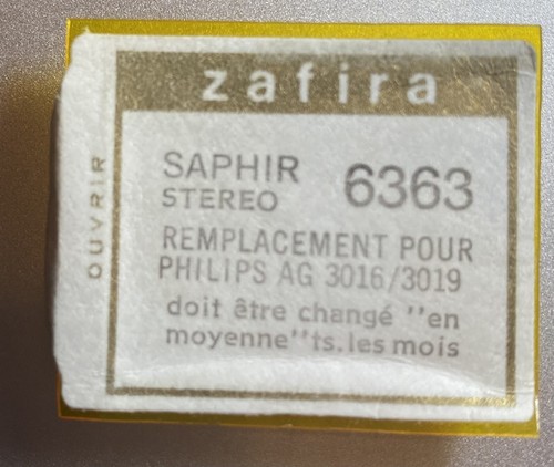 Sappio (Zafira) Per Giradischi Philips AG 3306/10 | Punta Lettina Ricambio Aghi
