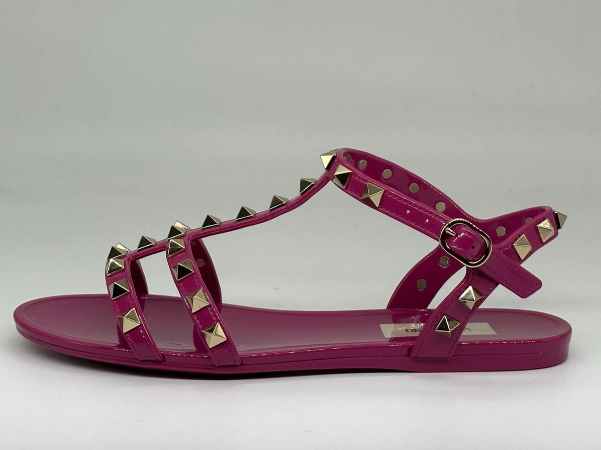 Valentino Rockstud Strap Flat Jelly Sandals Shoes $490 | eBay