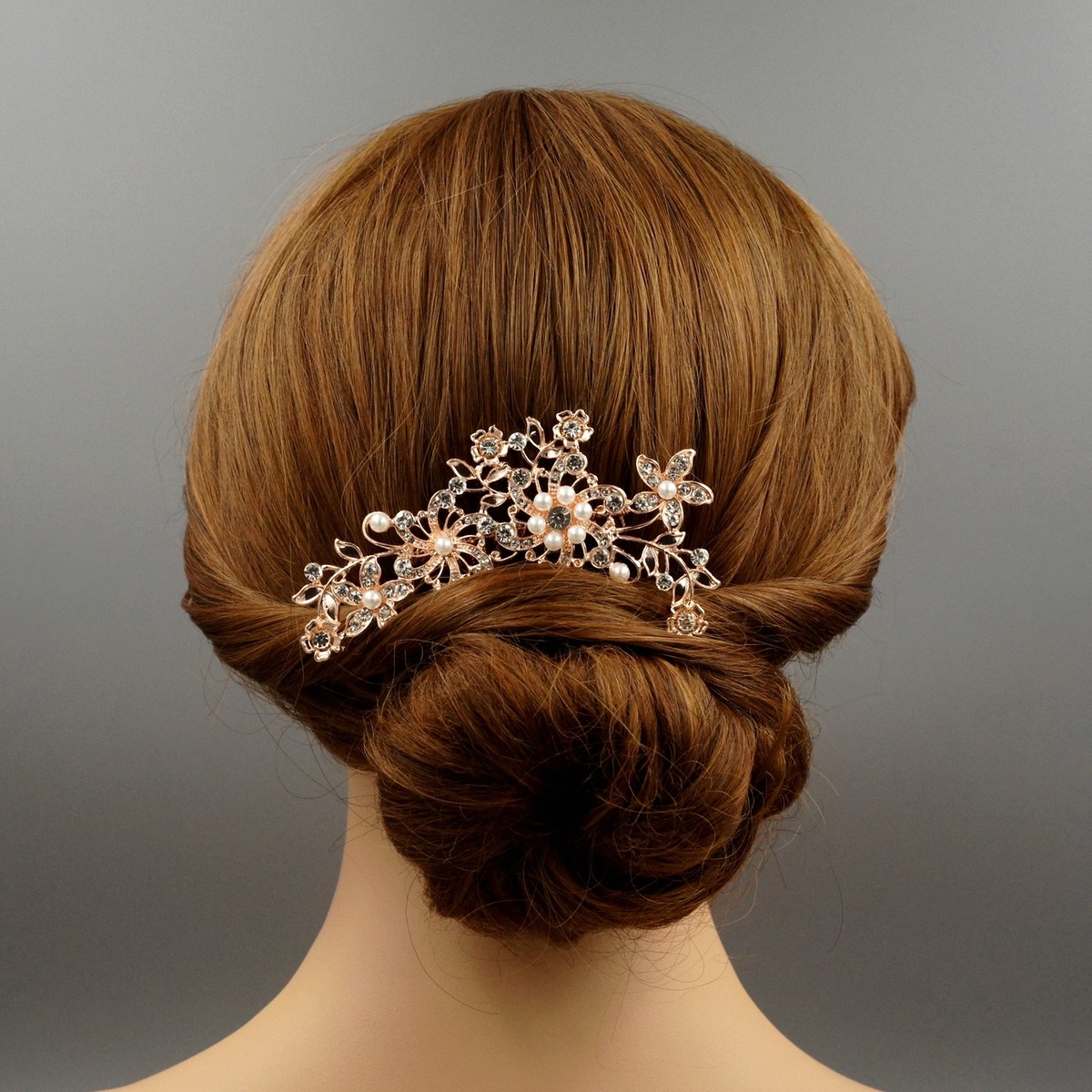 Henri Bendel rose gold hair comb with crystals NOS Rose gold Bridal hair comb with Ivory cream and white opal  main image 2