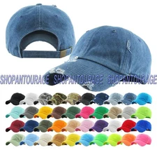 Kbethos KBE-Vintage Plain Adjustable Distressed Unisex Baseball Trucker Cap Hat