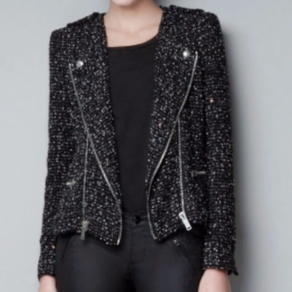 Zara black top boucle jacket