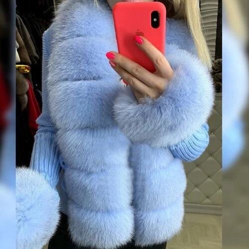 Ladies Fur Sweater Women Real Fur Short Sweater Natural Fur Cardigan
