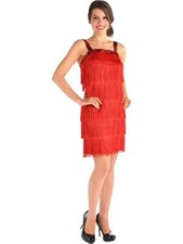 Red Tiered Flapper Dress Women's Costume One Size