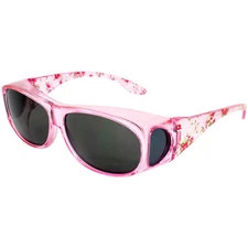 Global Vision Eyewear Fanfare 2 Sunglasses Fit Over Pink Floral Frame Smoke Lens