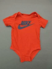 Nike Size 9-12M Baby Infant Red Short Sleeve 100% Cotton Top Body Suit T860