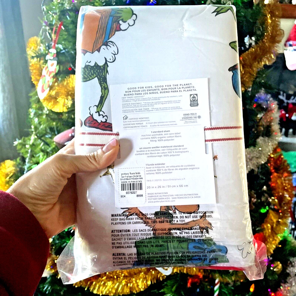 Disney Pottery Barn Grinch Almohada de Navidad Sham Dr Seuss Fiesta de Regalo de Vacaciones, Foto 3 de 4