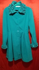 Retro Threads Long Sleeve Button Up Collared Coat Size Medium Color Blue