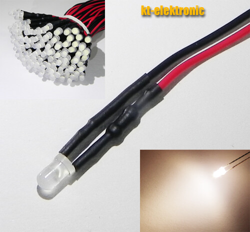 1,8mm 2mm 3mm 5mm 12V LED mit 20cm Kabel AUSWAHL  klar matt auto RGB UV - Bild 34 von 60
