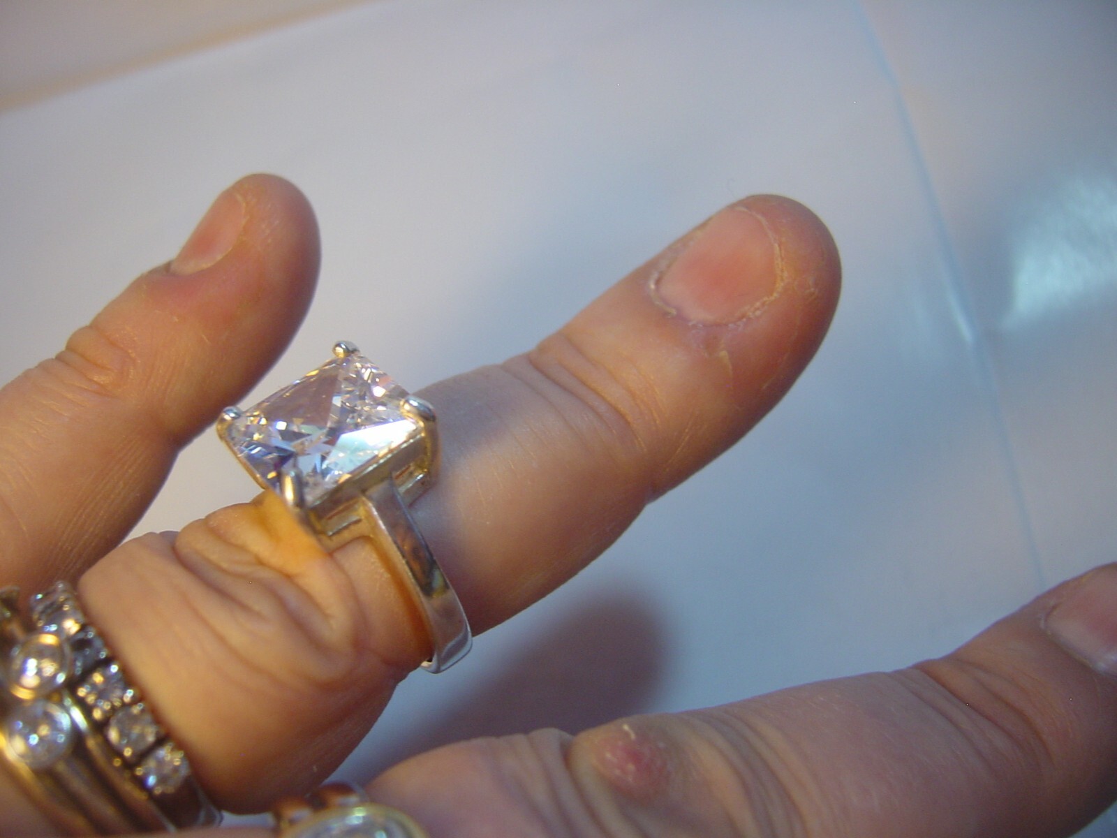 High-Quality Solid Silver Ring -Large Square Spar… - image 14