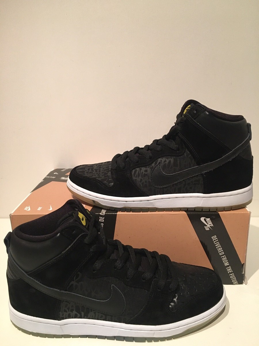 スニーカー Nike Dunk High Premium SB 'Neckface' 2013 New Nike Dunk High Premium SB Neckface Black White Yellow