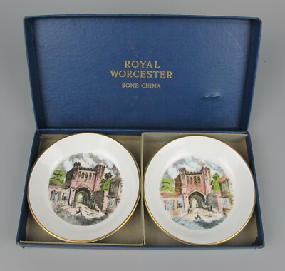 Royal Worcester Anstecknadel Schalen Butterdosen Schmuckstück. Kay & Co Kathedrale Torhaus ~ 4''