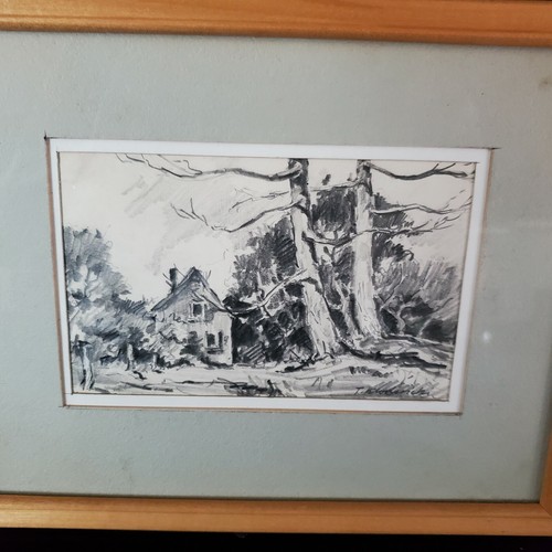 Vintage Pencil Drawing New England House Taddeus Klodnicki Listed Rockport MA