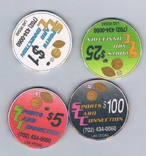 FOUR SPORTS CARD CONNECTION GIFT CERTIFICATE CHIPS CHIPCO  $1 $5 $25 And $100.00