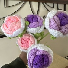 Crochet Flowers - Lot Of 6 Flowers Long Stemmed- Hobby Lobby New