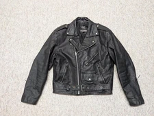 vintage WILSON motorcycle jacket M black leather 42 open road 1990s biker