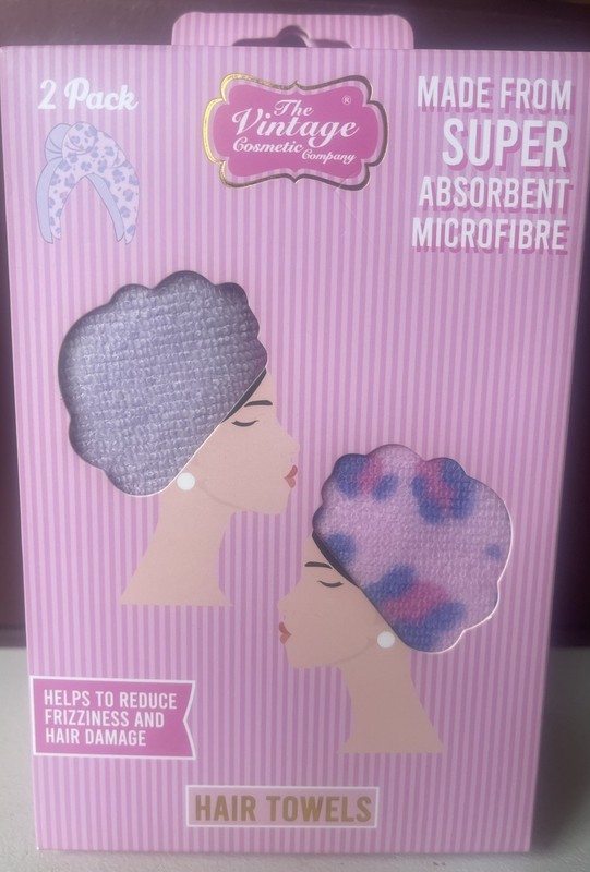 The Vintage C Company (2) Pack Super Absorbent Microfibre Hair Towels-NEW