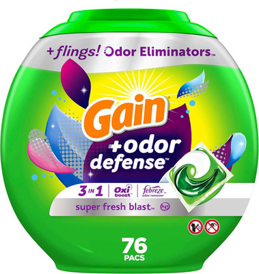 Gain Flings Laundry Detergent Pacs with Odor Defense, 76 76 Count (Pack of 1) 