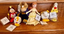 Disney Store Beauty  The Beast Mini Bean Bag Plush, Lot of 6  BONUS STAND