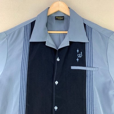 Vintage Steady Classics Bowling Shirt Mens M Rockabilly Retro Embroidered Crown