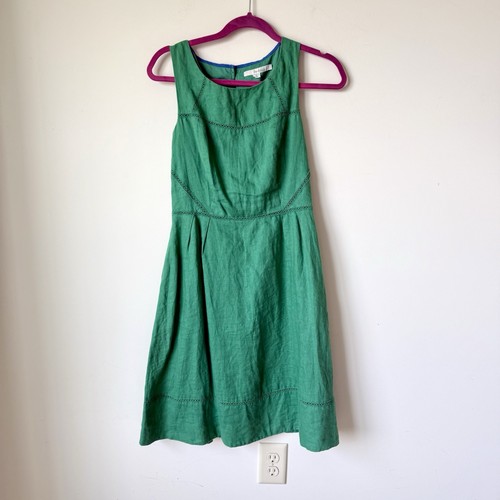 BODEN Zoe Green Eyelet Linen Fit And Flare Dress—SZ. 2 - Picture 17 of 19
