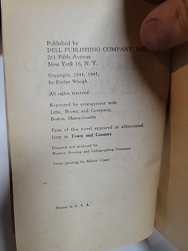 Brideshead Revisited by Evelyn Waugh Dell Books F68 - Picture 3 of 3