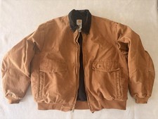 VTG Carhartt J165 BRN Brown Quilt Lined Corduroy Collar Bomber Jacket Sz 2XL