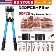 140Pcs Copper Lug Ring Terminal Bare Battery Welding Crimp Wire Connector Kit